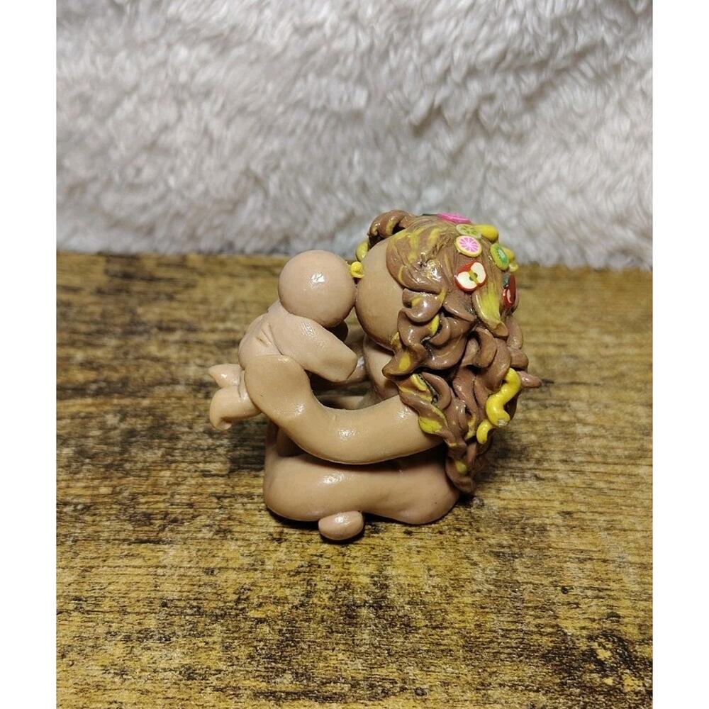 OOAK Mother Child Polymer Clay Figurine Signed Ellie Divine Feminine Art
